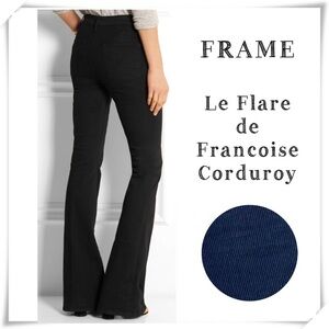 Frame Denim Le Flare de Francoise Corduroy Flare Pants Navy Blue Size 25 LFF16W